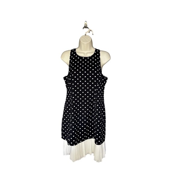 Cinq A Sept Catriona Size 10 Black White Polka Dot Pleated Hem Dress $396 - Picture 5 of 13